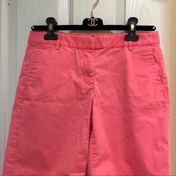 J. Crew bright Pink Bermuda Long Shorts size XS size 2 summer cotton EUC - Picture 3 of 5